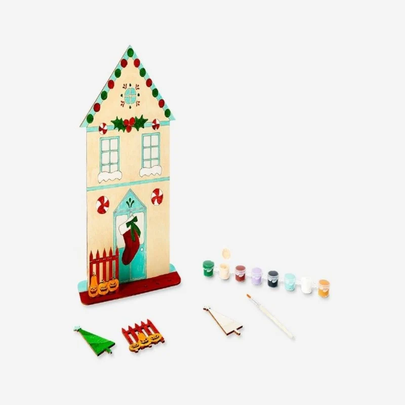 DIY doublesided wooden house for Halloween and Christmas