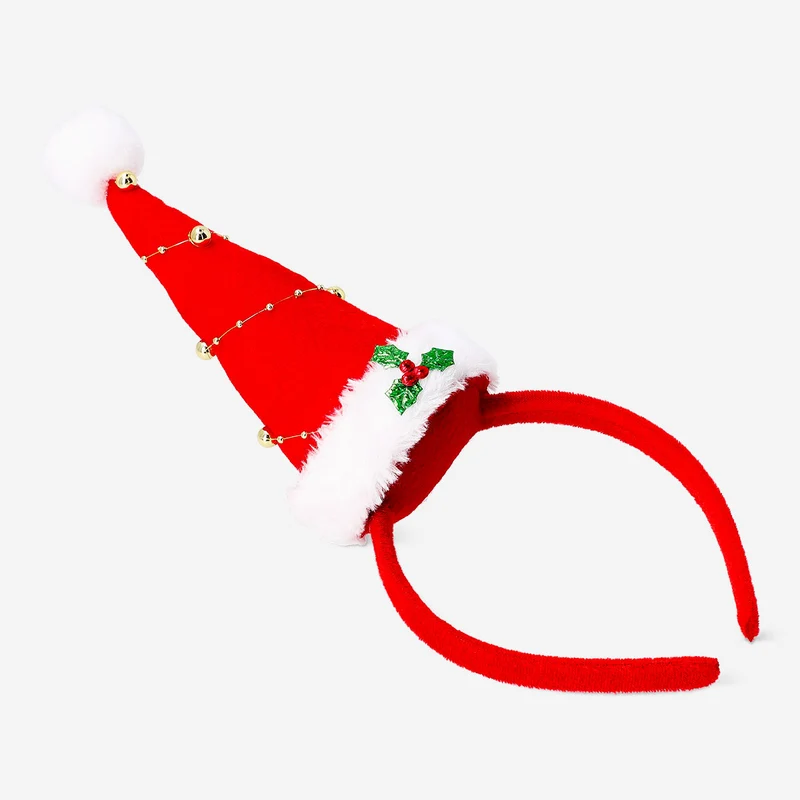 Costume hairband for adults - Santa hat with gold detail
