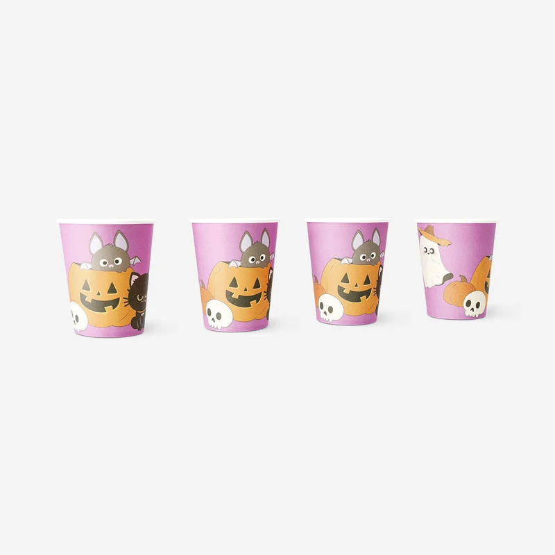 Paper cups with Halloween print - 8 pcs