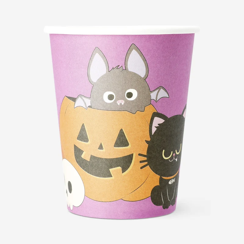 Paper cups with Halloween print - 8 pcs