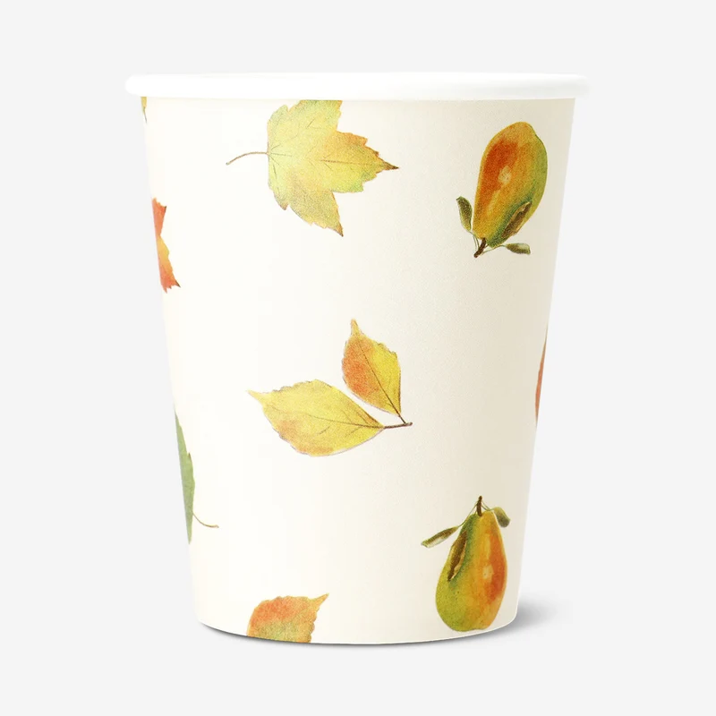 Paper cups with autumn print - 8 pcs