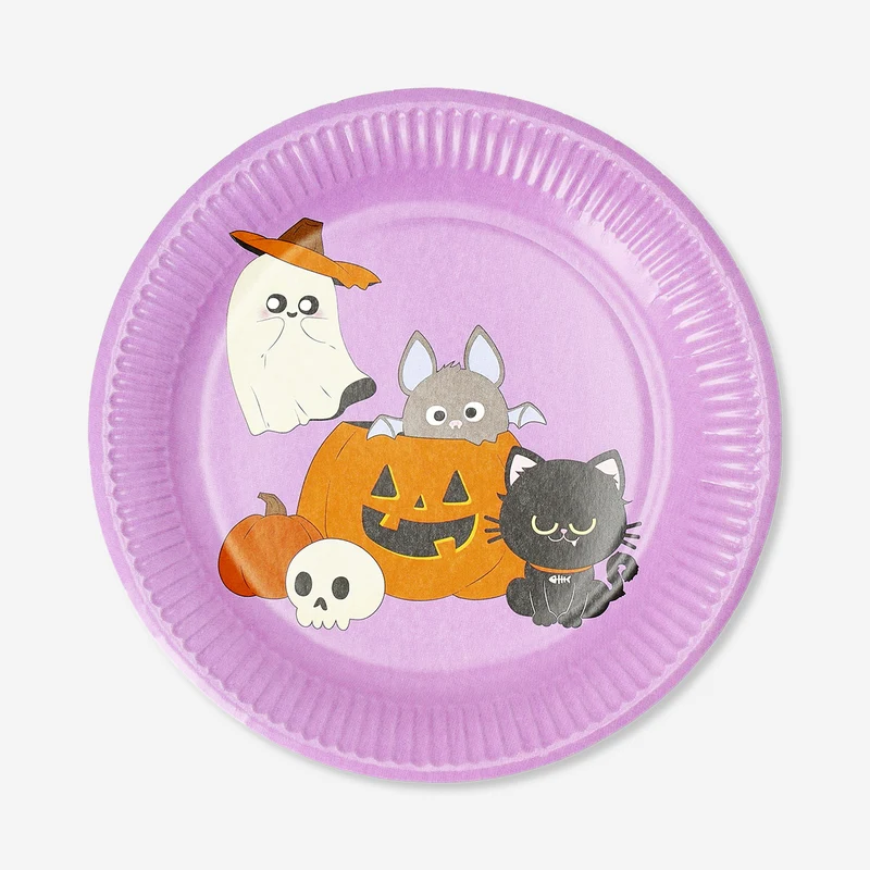 Paper plates with Halloween print - 8 pcs