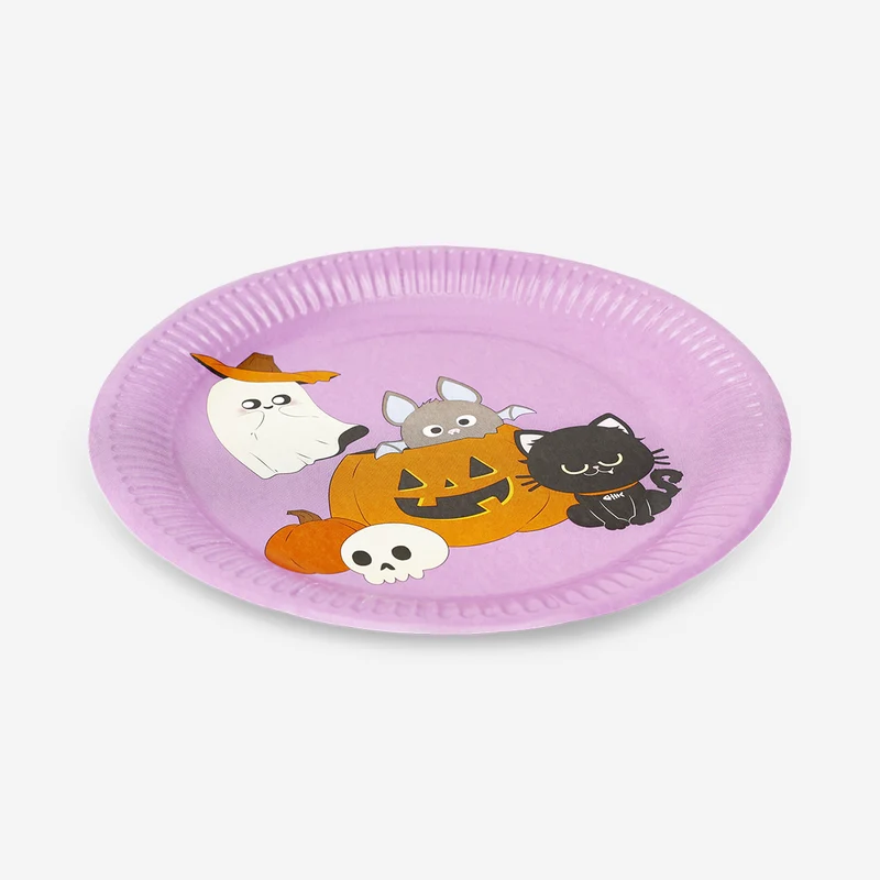 Paper plates with Halloween print - 8 pcs