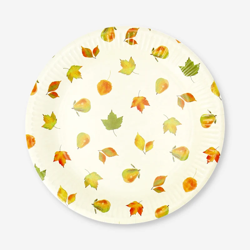 Paper plates with autumn print - 8 pcs