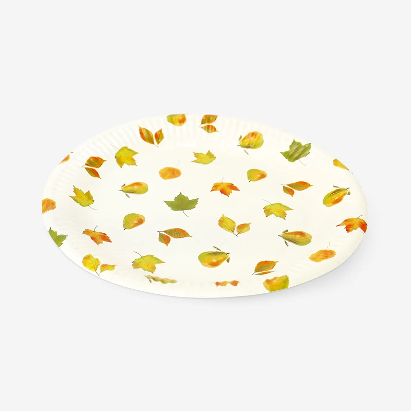 Paper plates with autumn print - 8 pcs