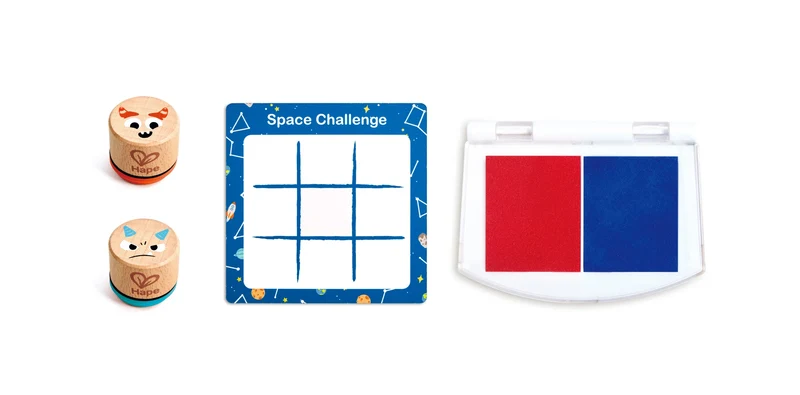 Juego 3 en raya con sellos galácticos · Hape