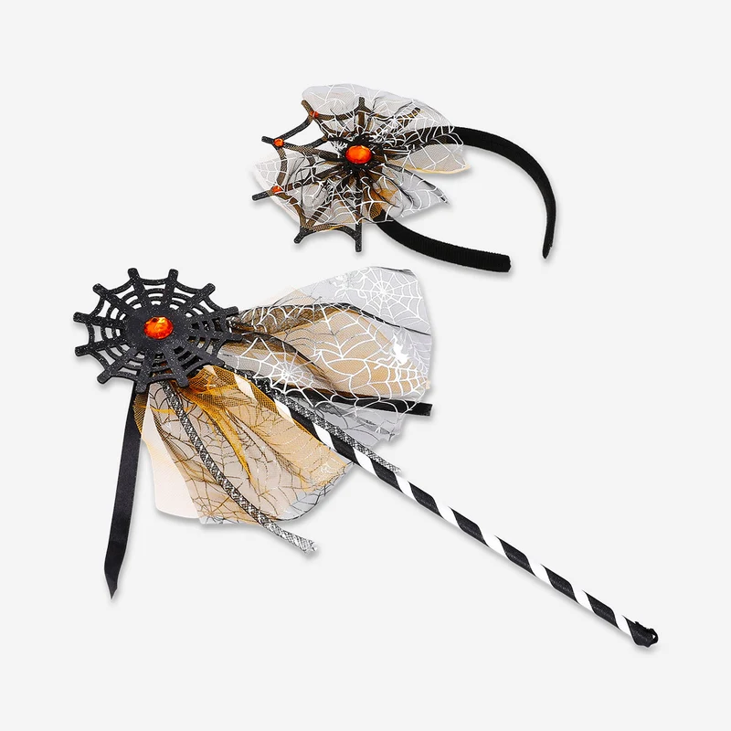 Spider web hairband with wand - For kids