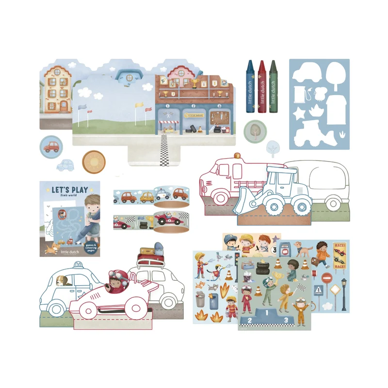 Maleta de creatividad Jim Vehículos · Little Dutch