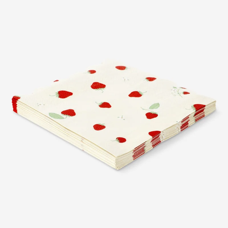 Napkins with strawberries - 15 pcs