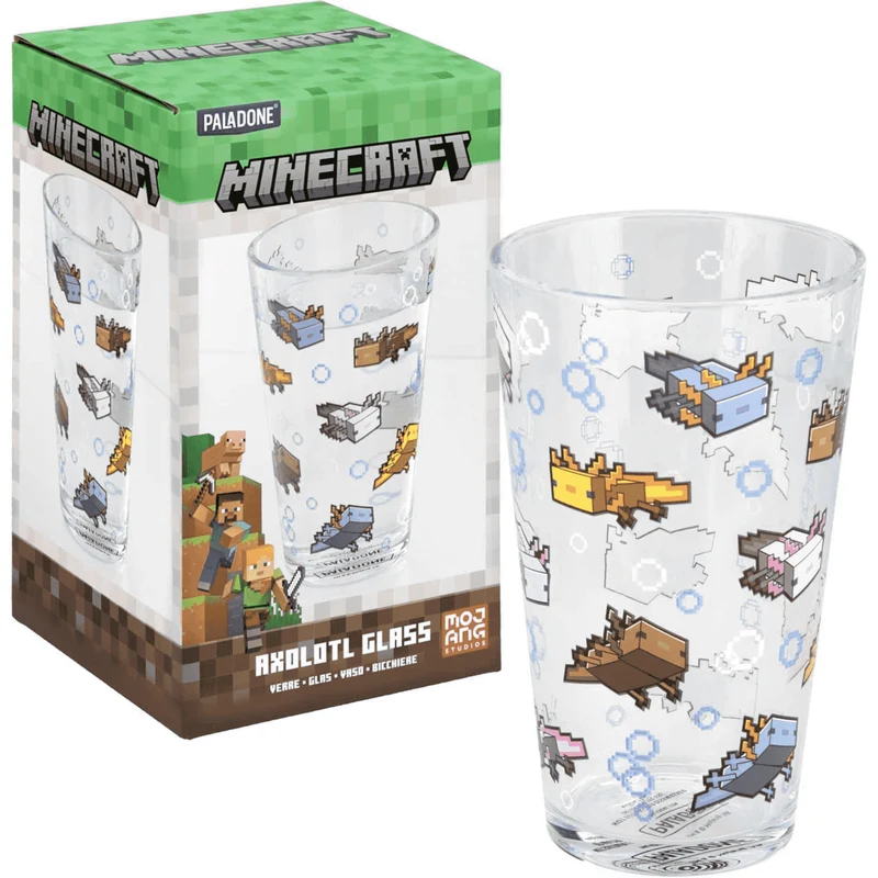 Vaso de Cristal Minecraft Axolote 400ml Paladone