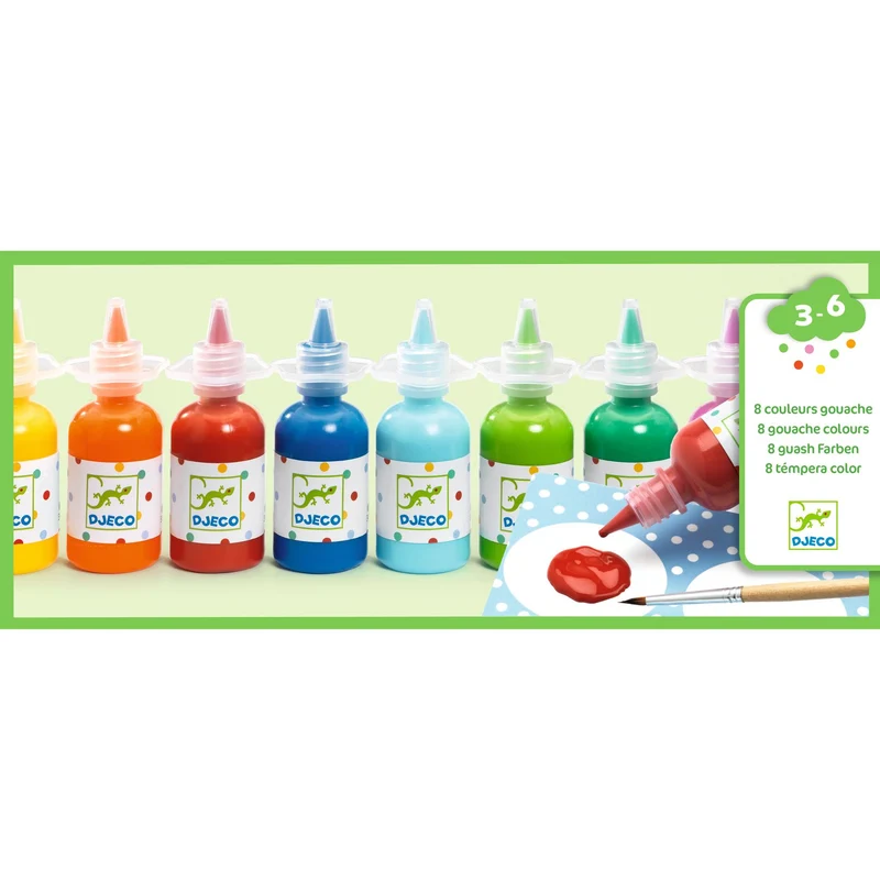 Colores para peques 8 botes témpera · DJECO