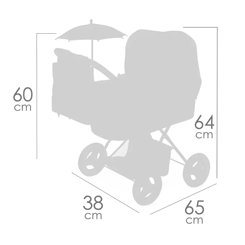 Coche De Muñeca Plegable Con Sombrilla Para Muñecas De Hasta 48 Cm.