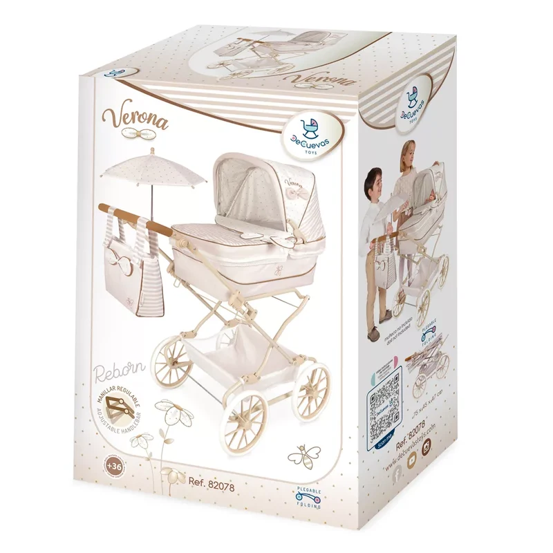 Coche De Muñeca 3X1 Plegable Para Muñecas De Hasta 48 Cm Con Sombrilla De Cuevas Toys
