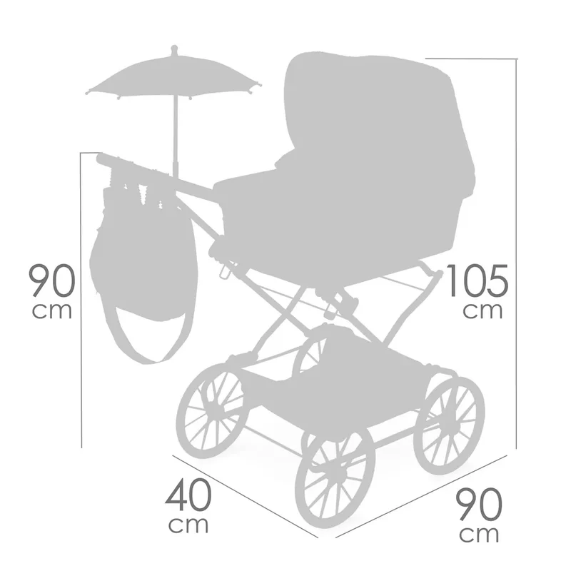 Coche de Muñecas Reborn Vintage Plegable con Sombrilla