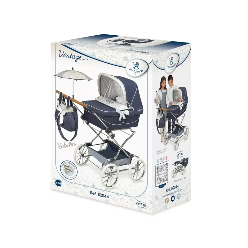 Coche de Muñecas Reborn Vintage Plegable con Sombrilla