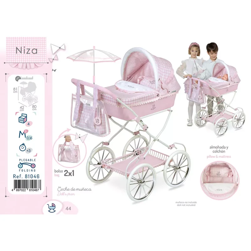 Niza Coche Muñeca Plegable con Sombrilla