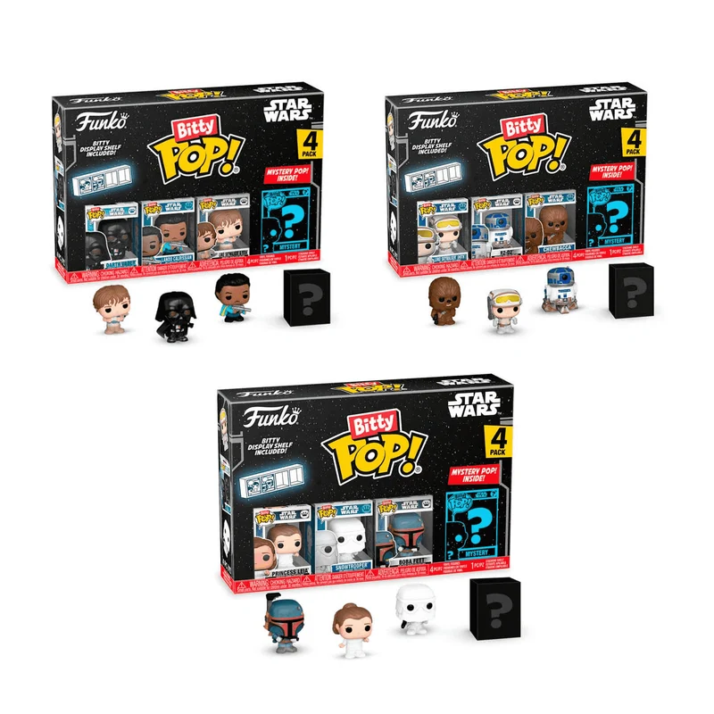 Set Funko Bitty Pop Star Wars Serie 2 - Pack 4 figuras vinilo - Coleccionables y detalladas - Para f