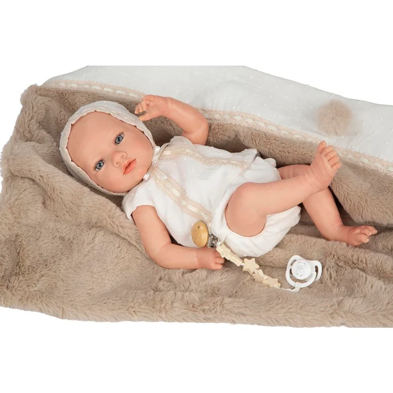 Muñeca Reborn Jade Marrón con Manta 38 cm