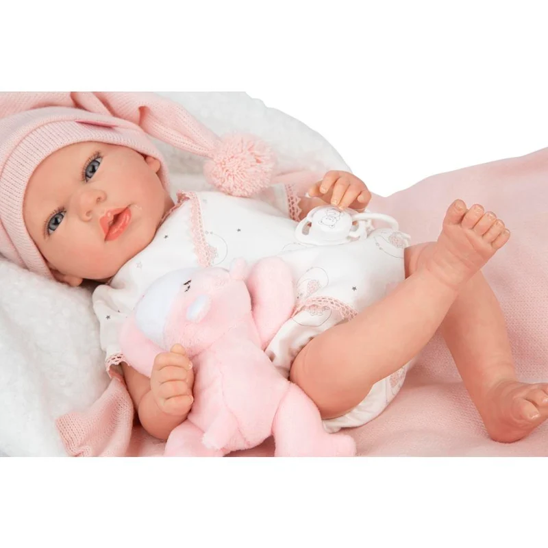 Muñeca Reborn Ariel Rosa con Cojín 40 cm