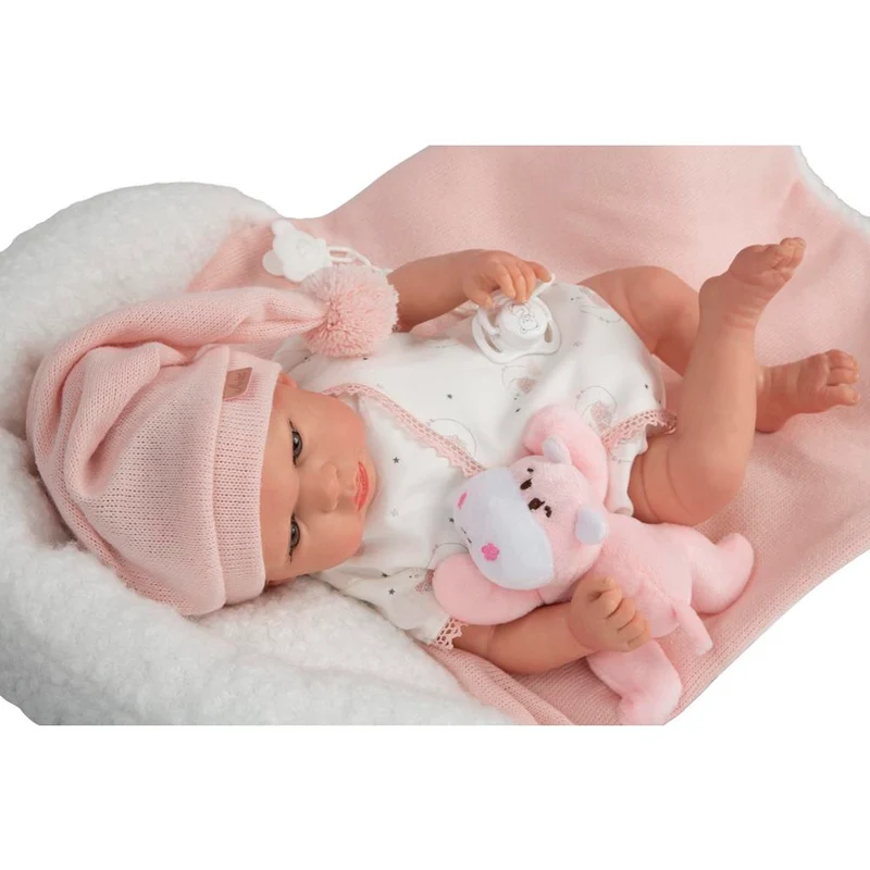 Muñeca Reborn Ariel Rosa con Cojín 40 cm