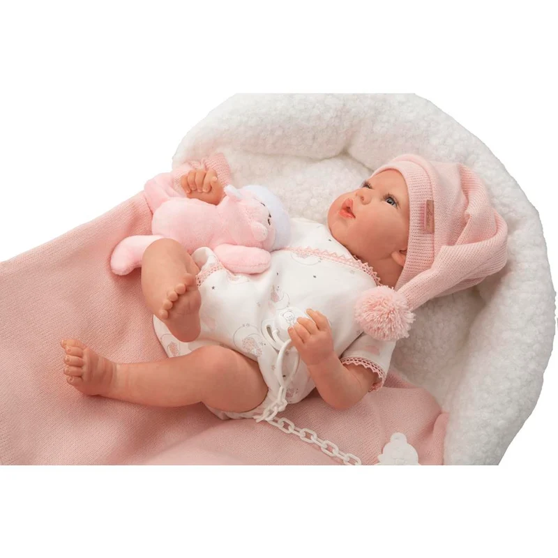 Muñeca Reborn Ariel Rosa con Cojín 40 cm
