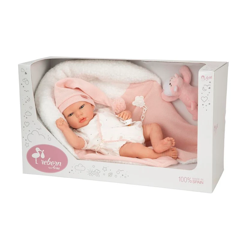 Muñeca Reborn Ariel Rosa con Cojín 40 cm
