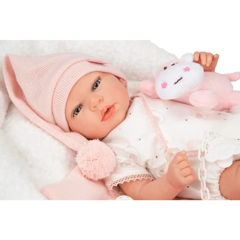 Muñeca Reborn Ariel Rosa con Cojín 40 cm