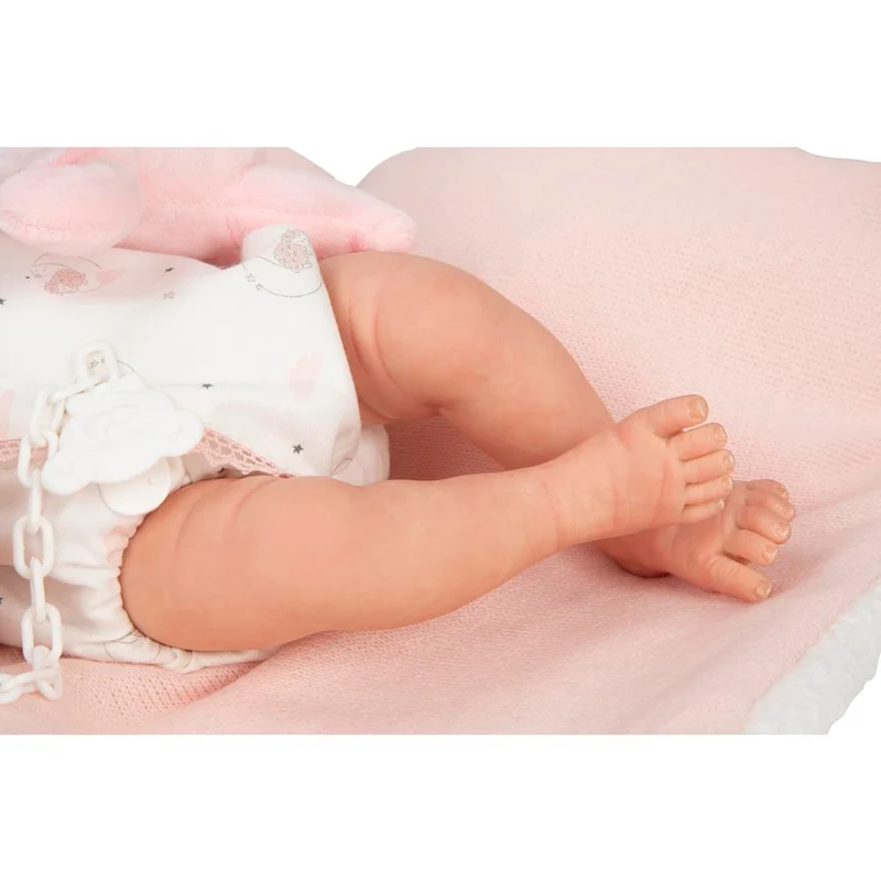 Muñeca Reborn Ariel Rosa con Cojín 40 cm