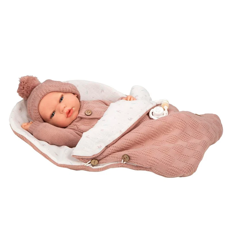 Muñeca Reborn Elba Rosa con Saco Dormir 40 cm- Arias