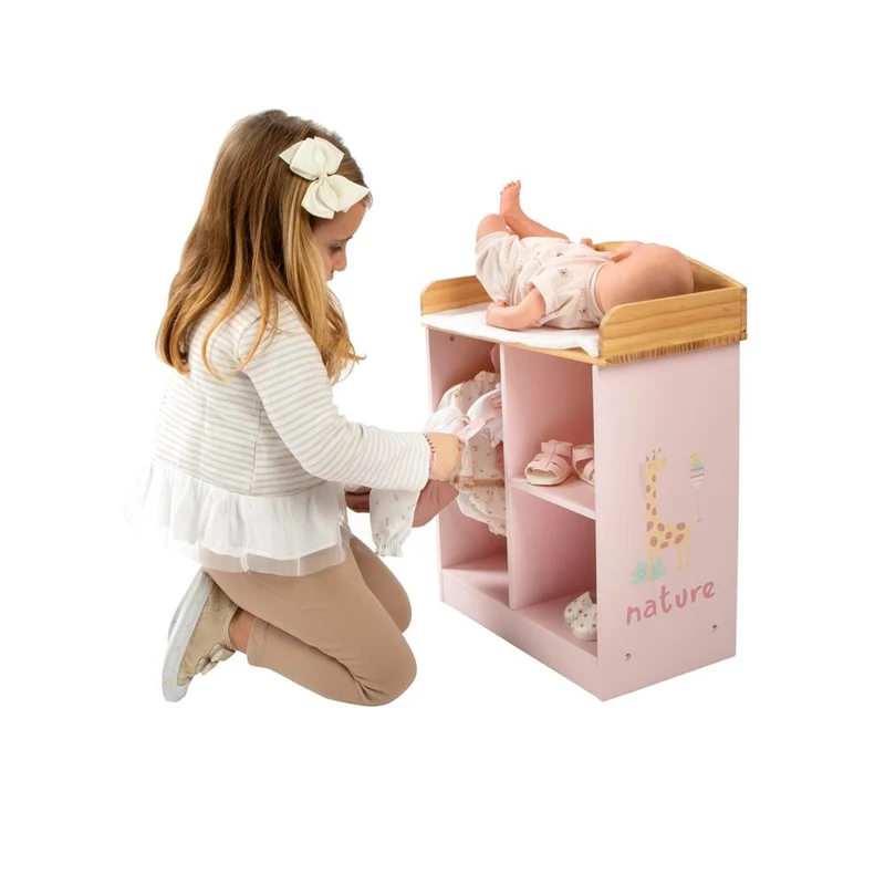 Perchero / Cambiador Nature 37x20x48 cm – Juego simbólico de madera para muñecas