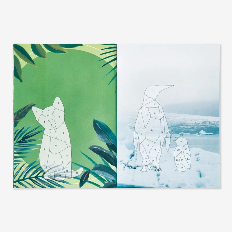 Sticker book with mosaic animals