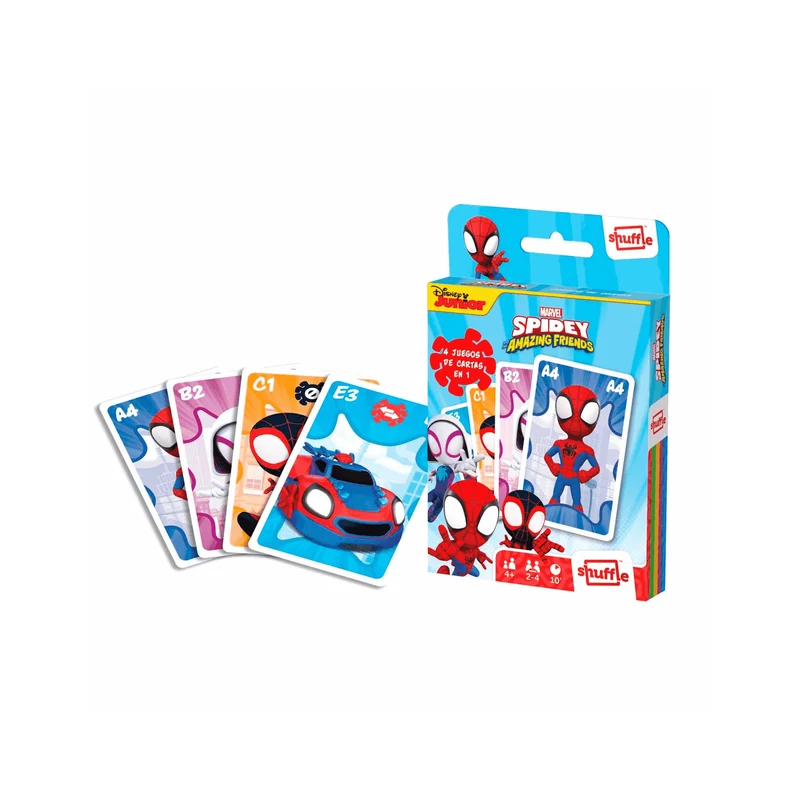 Juego de cartas Fournier 4 en 1 de Spiderman Marvel