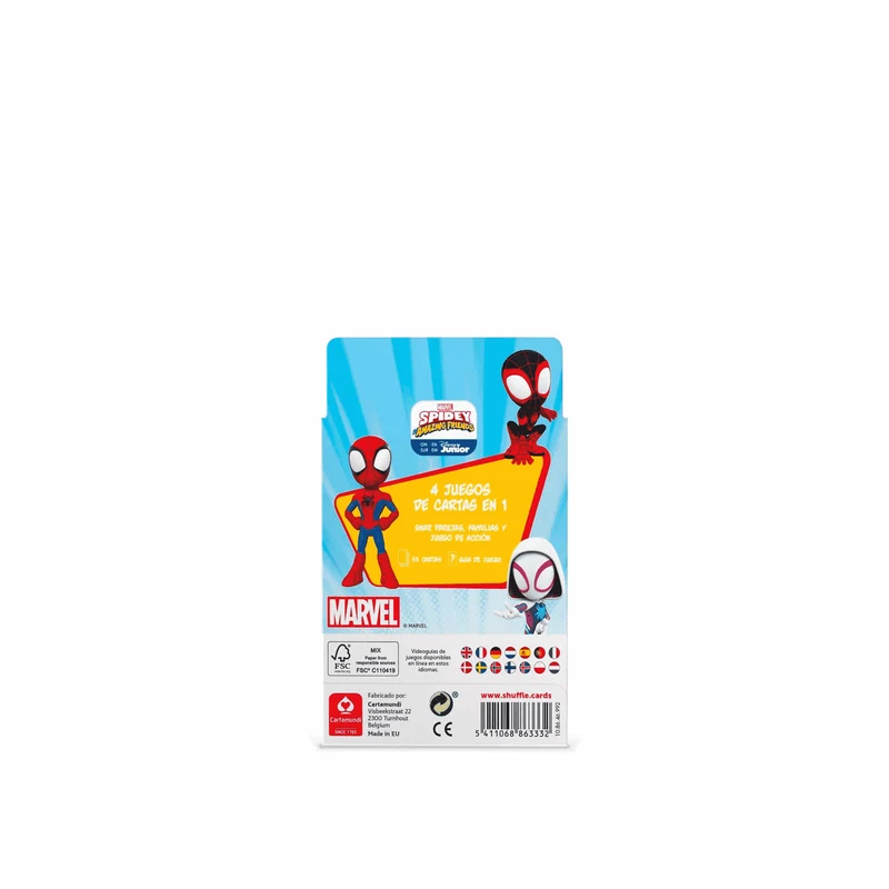 Juego de cartas Fournier 4 en 1 de Spiderman Marvel