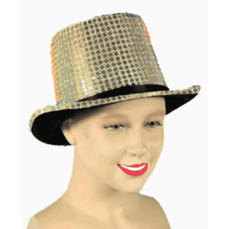 Sombrero Chistera Dorada Lentejuelas