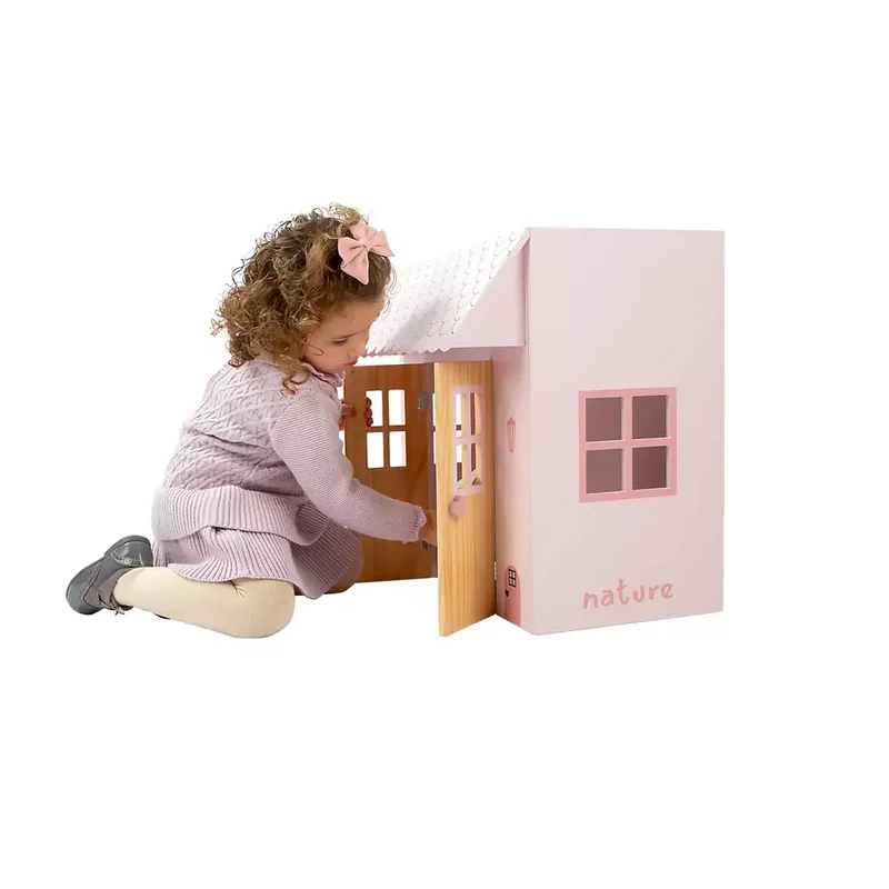 Cama-Casita Nature rosa para muñecas
