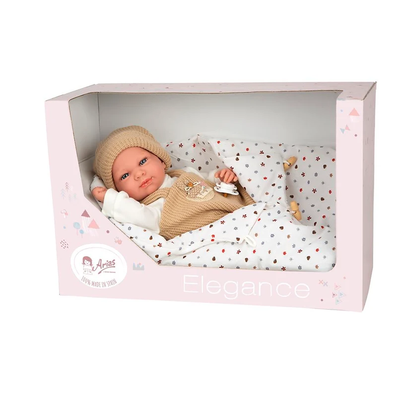Muñeco Elegance Cris Beige con Saco de Dormir 40 cm