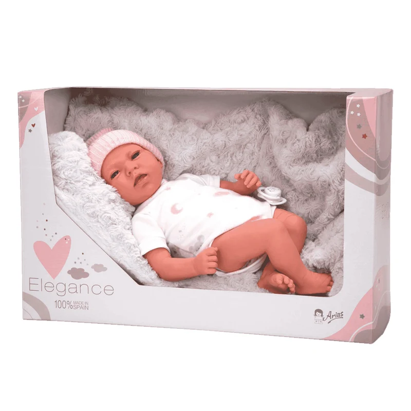 Muñeca Con Peso Elegance Dafne Con Estampado En Rosa Con Cojín