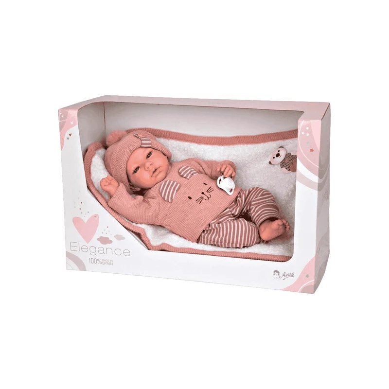 Muñeca Elegance 40 Cm Andie Rosa con manta y peso
