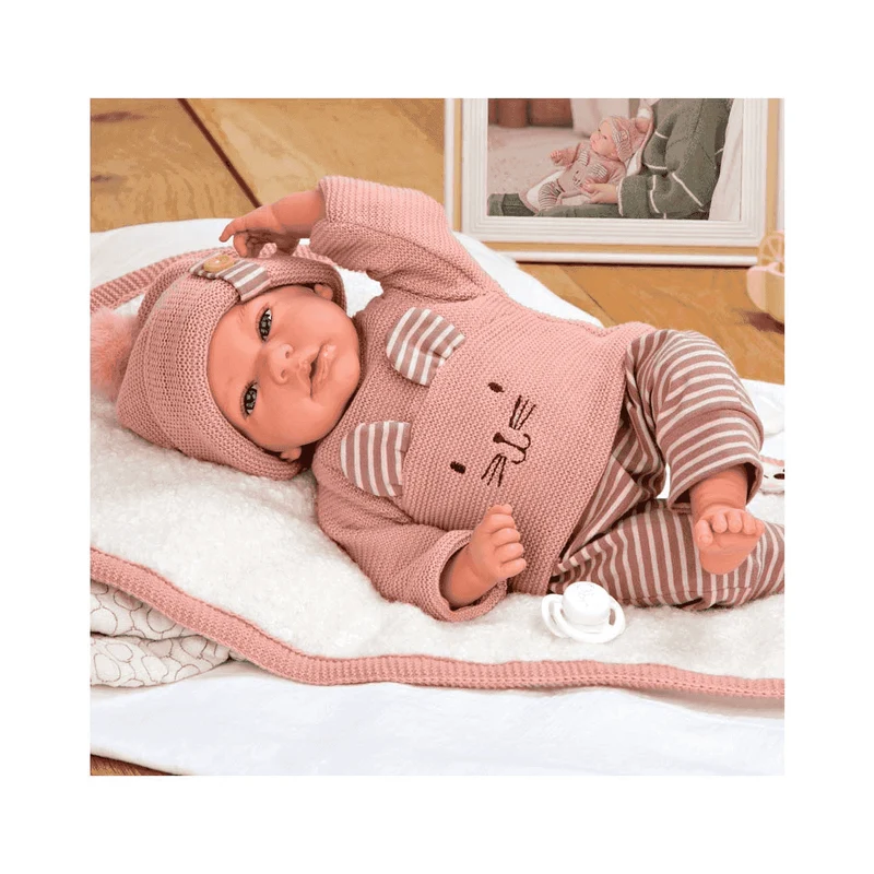 Muñeca Elegance 40 Cm Andie Rosa con manta y peso