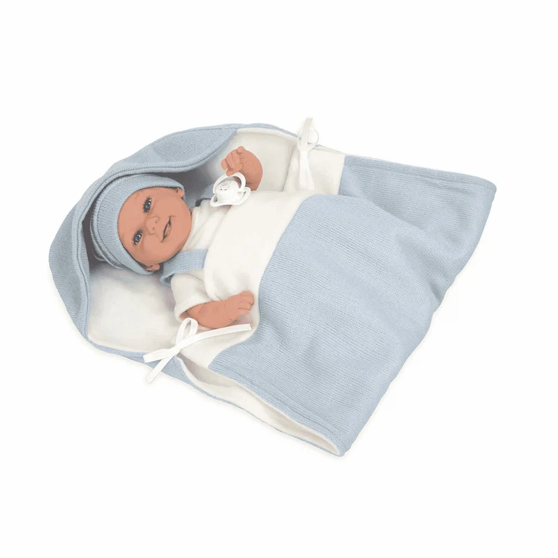 Muñeco Elegance de 35 cm Babyto azul con manta