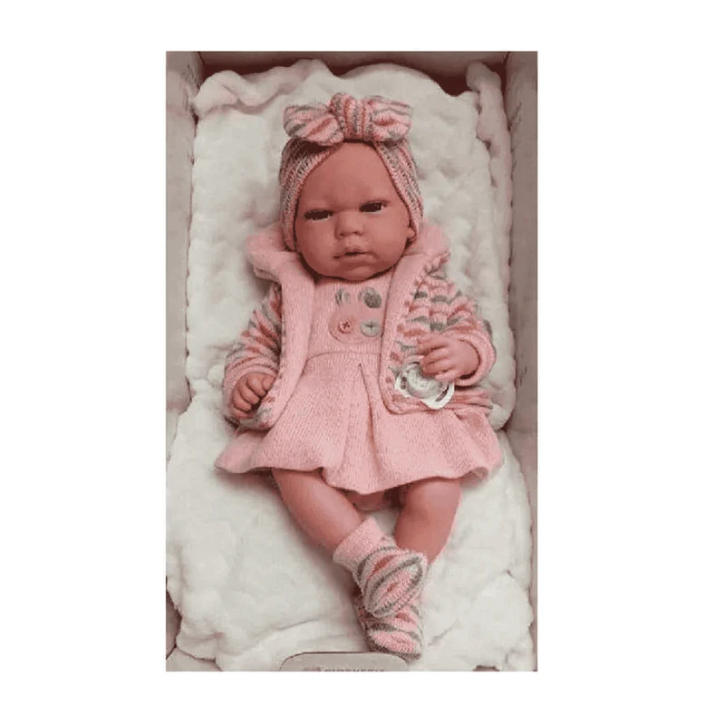 Muñeco Elegance de 40 cm bebé rosa cuerpo vinilo