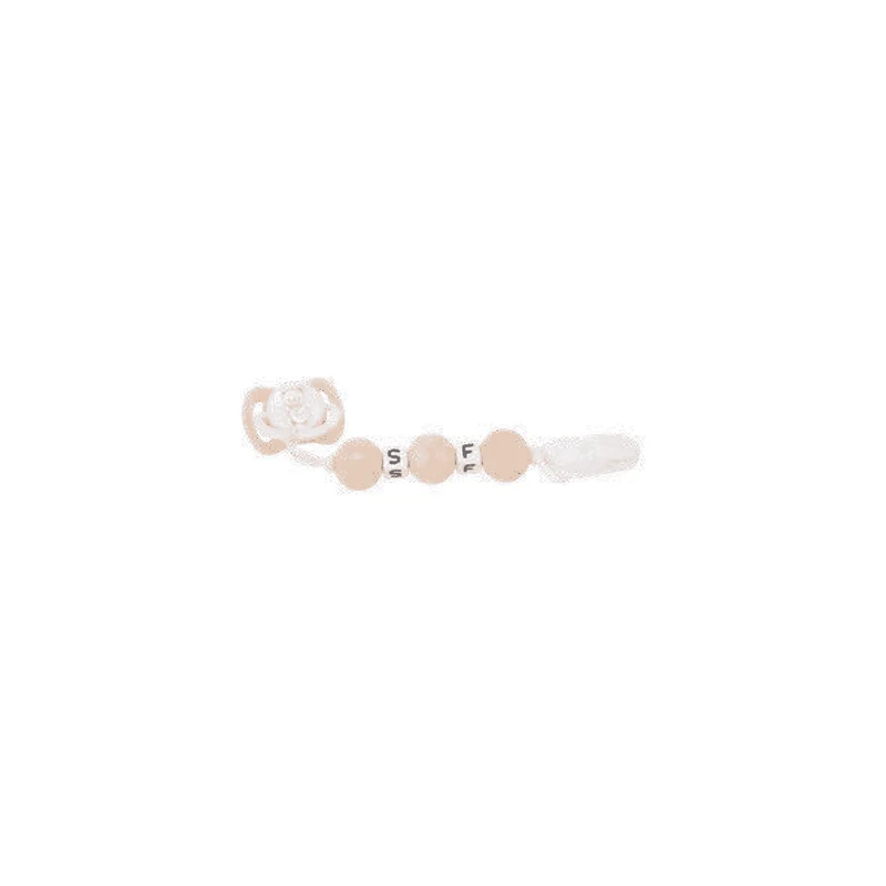 Muñecas Arias Set Chupete Rosa Blanco con Cadena Madera y Pinza