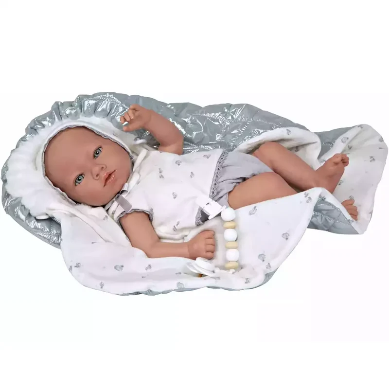 Bebé Reborn Borja gris con Manta 38 cm