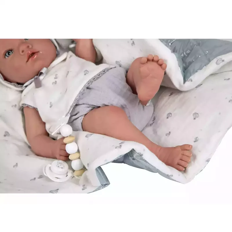 Bebé Reborn Borja gris con Manta 38 cm