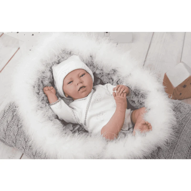 Muñeco Reborn Noel Con capazo y peluche