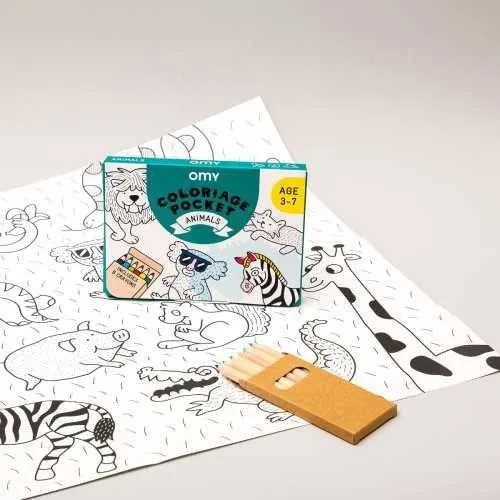 Pocket OMY Animals para colorear + 6 lápices colores