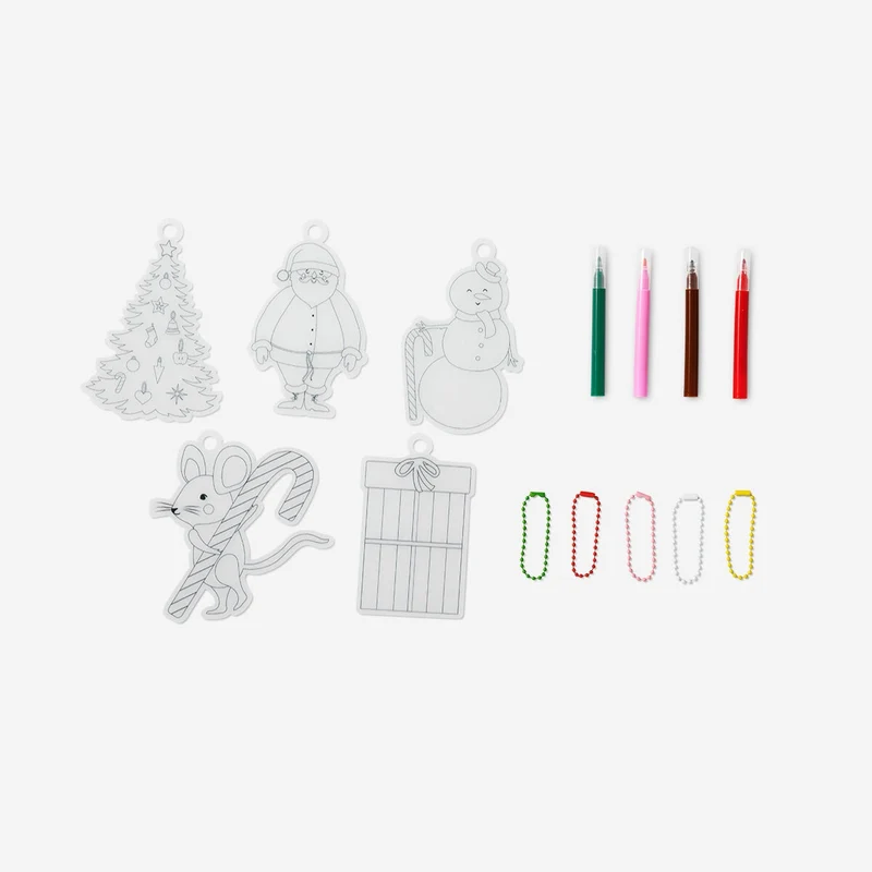 Shrink plastic. With markers and key rings