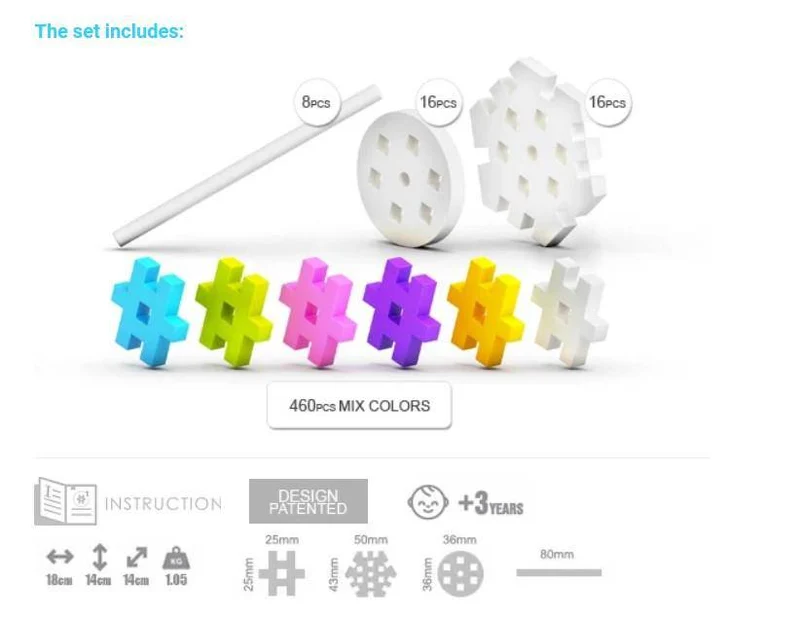 Bloques Meli · Basic Constructor Pastel Travel Box 500 piezas