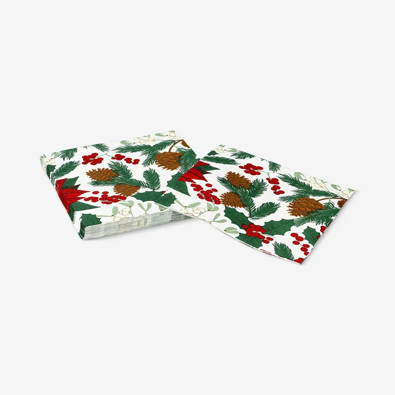 Napkins with Christmas flower print - 16 pcs