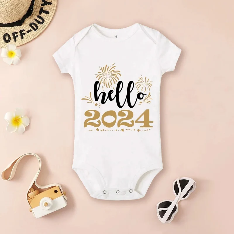 Hello 2024 Baby Bodysuit: Short Sleeve Romper Shower Gift